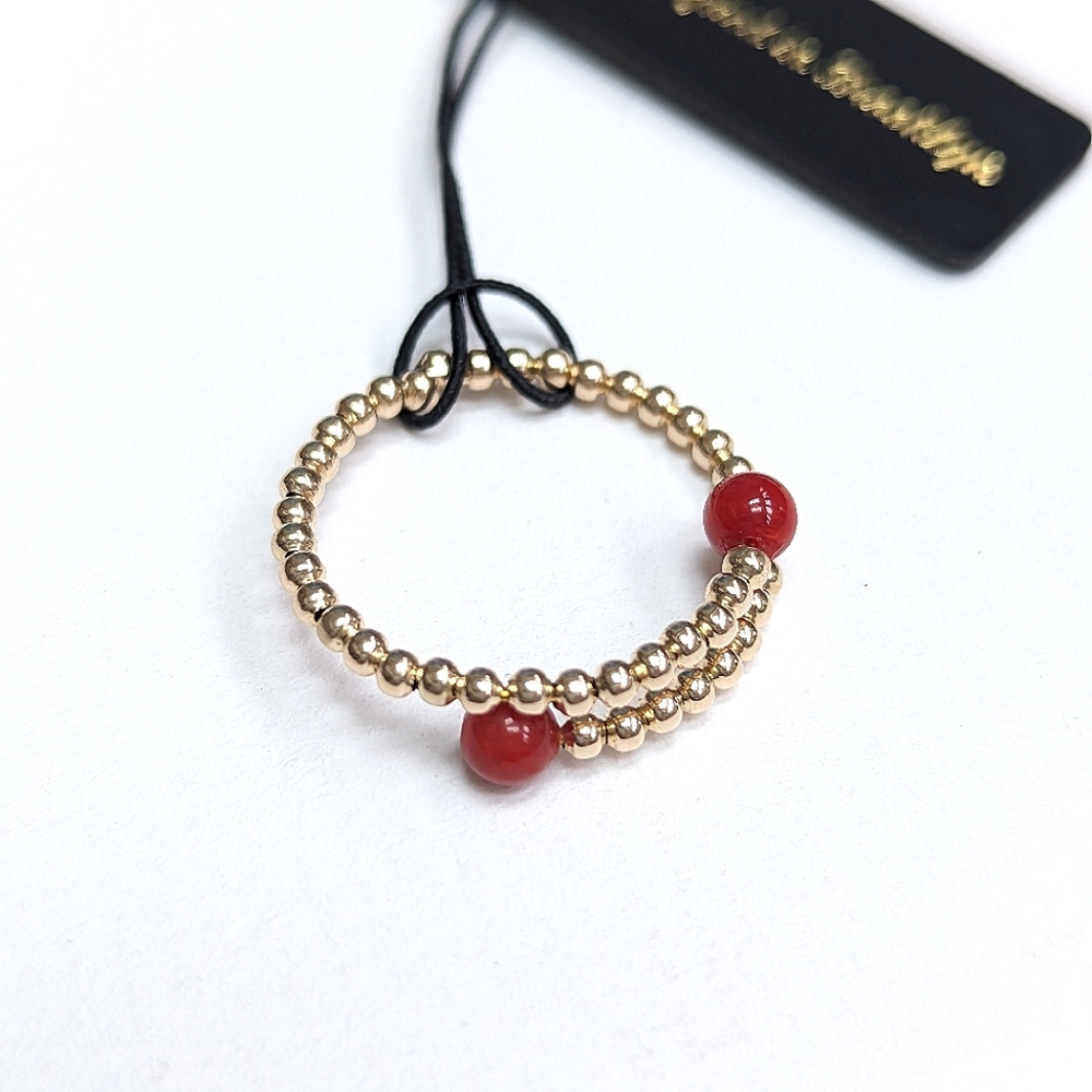 14k Gold and Ruby Bead Ring NWT